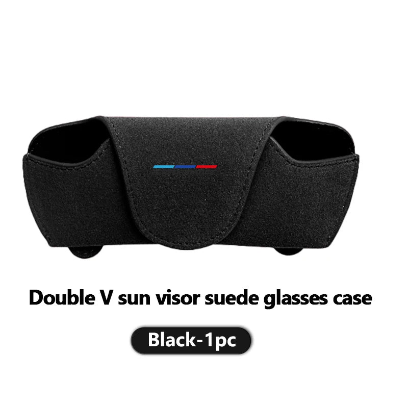 Suede Car Eyeglass Case Sun Visor Glasses Holder Magnetic Clips For BMW 1 3 5 Series X1 X3 X4 X5 X7 G20 G38 F20 F39 F48 E46