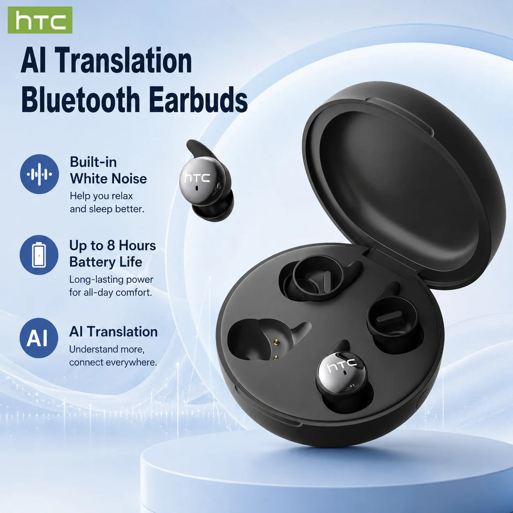 HTC NE90 Bluetooth Earphones LED Display Smart Touch AI Translation In-ear Earbuds Long Battery Soft Sports Wireless Headphones