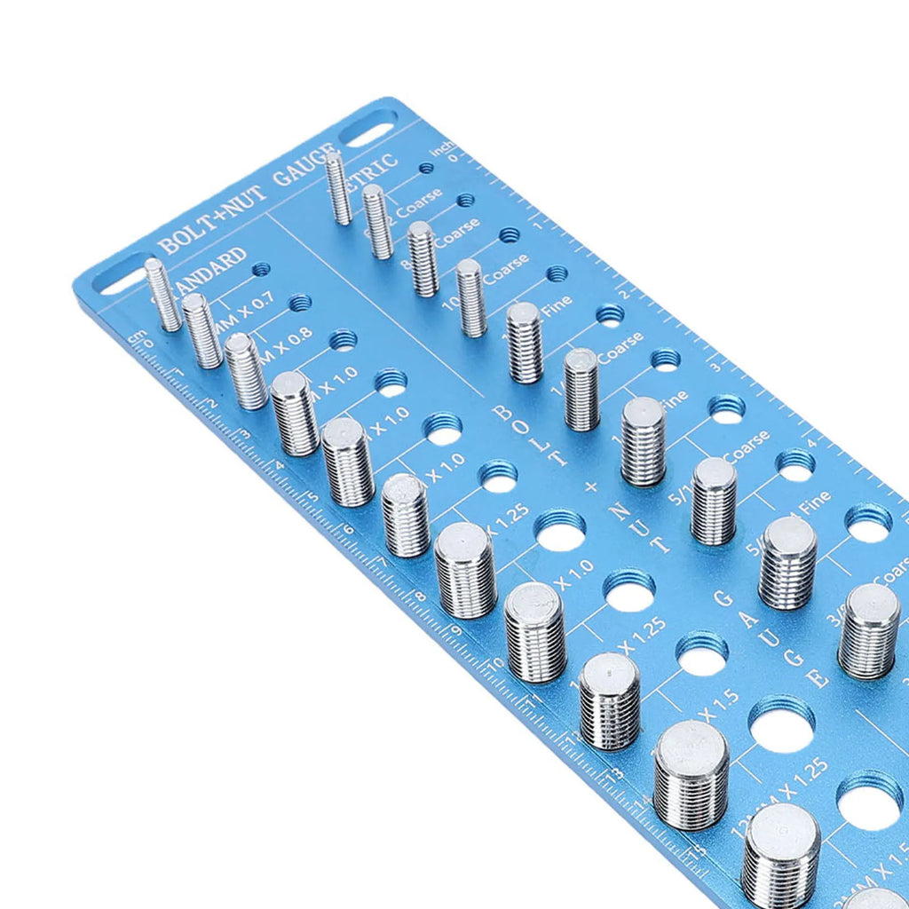 Thread Checker Nut and Bolt Measuring Tool with 28 Standard Metric Sizes High Strength Aluminum Alloy for Mechanics Carpenters