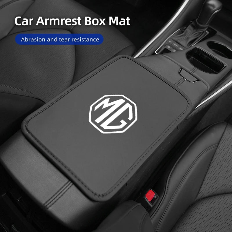 Leather Car Central Armrest Pad Anti Slip Ice Silk Armrest Box Mat For Morris Garages MG 6 3 5 7 TF ZR ZS HS GS GT RX5 RX8 350