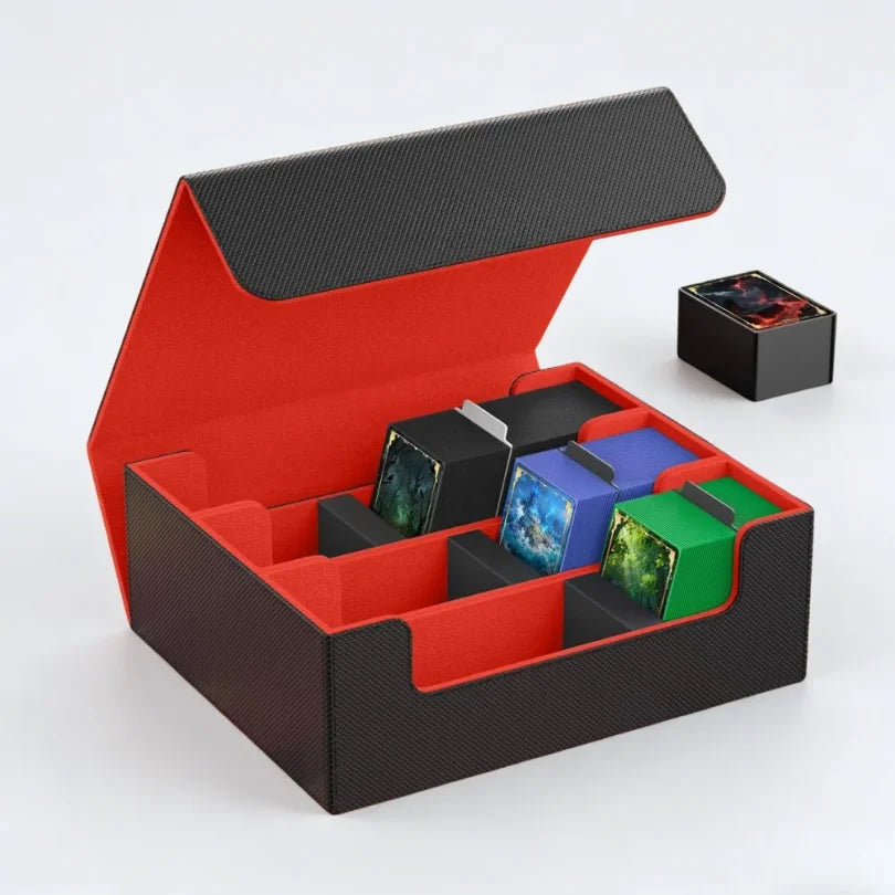 Trading Card Storage Box, 1800+ Sleeved Cards, Magnetic Closure PU Leather Deck Box for MTG Pokemon YuGiOh Sports Cards Organize