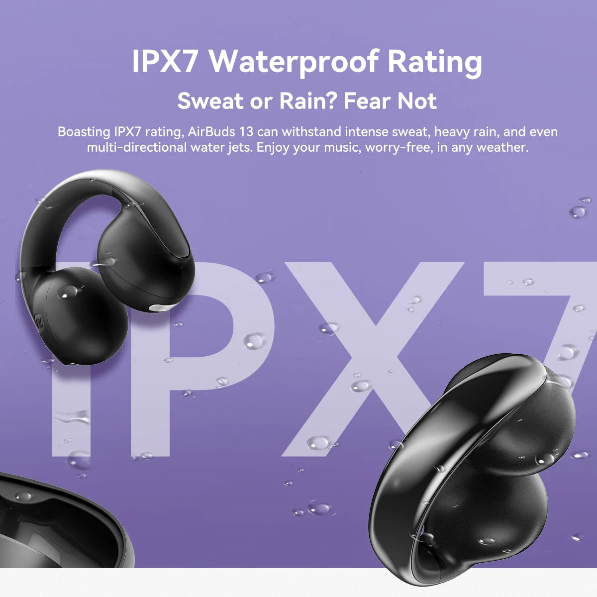 Blackview AirBuds 13 OWS Ear Clip Headset with LED Display IPX7 Waterproof 400mAh Bluetooth 5.4 Sports Earphones with Mic