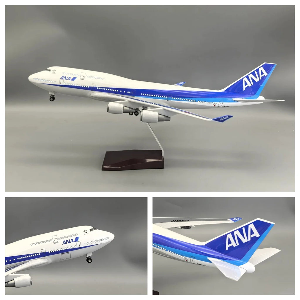 1:150 Scale Plane 47cm ANA Japan Airlines B747 Resin ABS Aircraft Model With LED Light Display Souvenir Toy Plane For Children