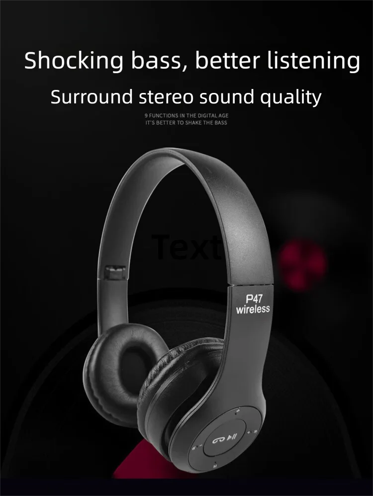 P47 Wireless Bluetooth Headphones Noise Canceling Foldable Design Bluetooth 50 for iPhone Huawei Samsung