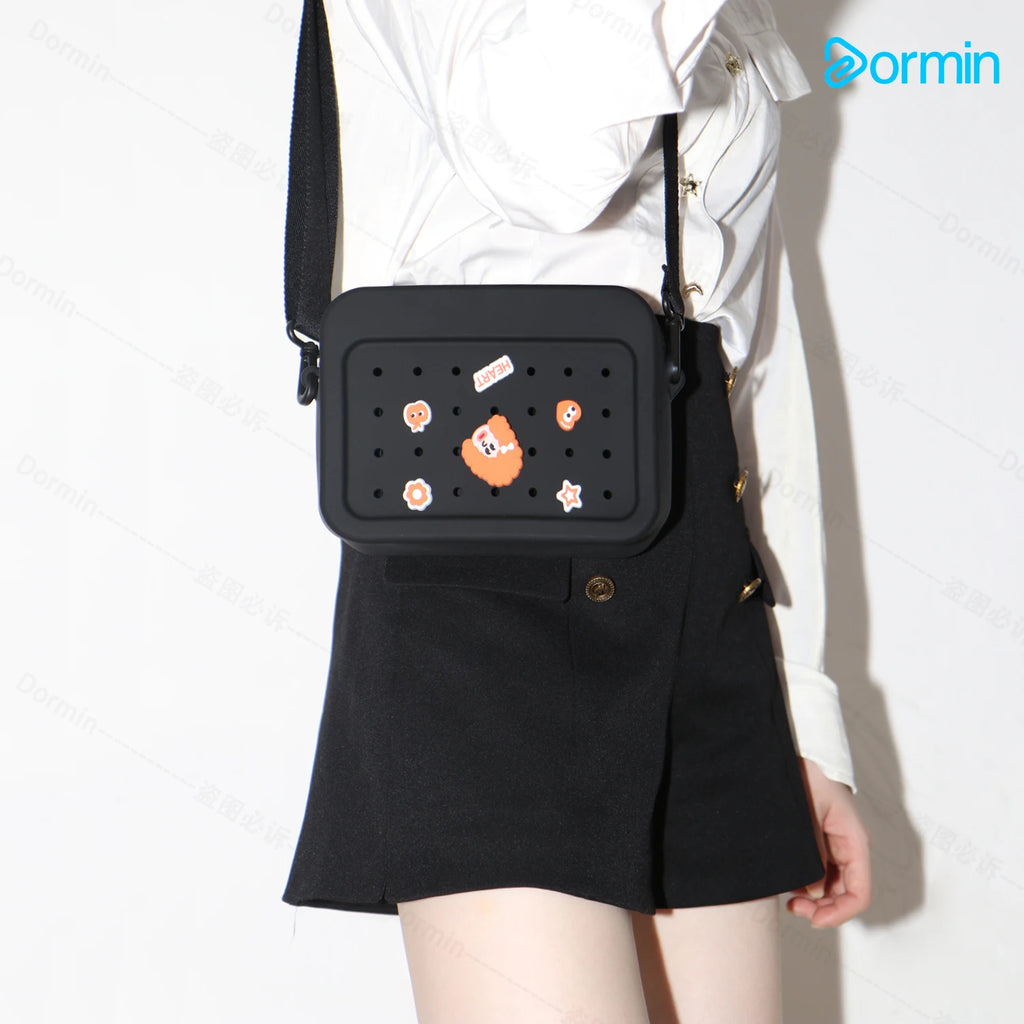 Silicone Messenger Bag Large Capacity DIY Lightweight Versatile Outdoor Leisure Shoulder Bag for Phone Keys Switch iPad Mini