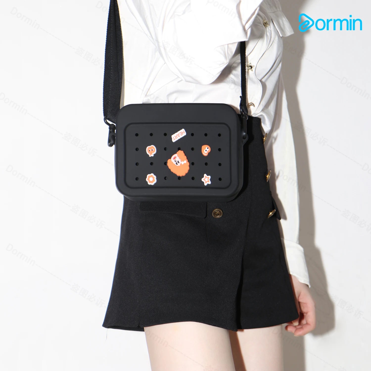 Silicone Messenger Bag Large Capacity DIY Lightweight Versatile Outdoor Leisure Shoulder Bag for Phone Keys Switch iPad Mini