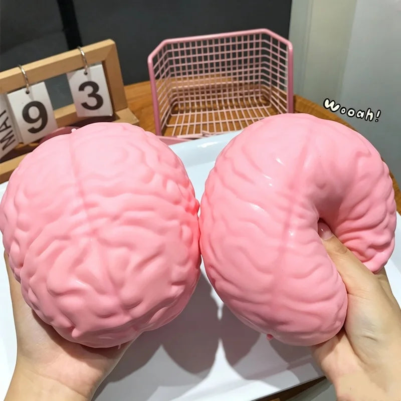 Squishy Jumbo Simulated Brain Fidget Toy Big Brain Model Stress Ball Halloween Prop Squeeze Toy ASMR Anxiety Relief Toys Decor