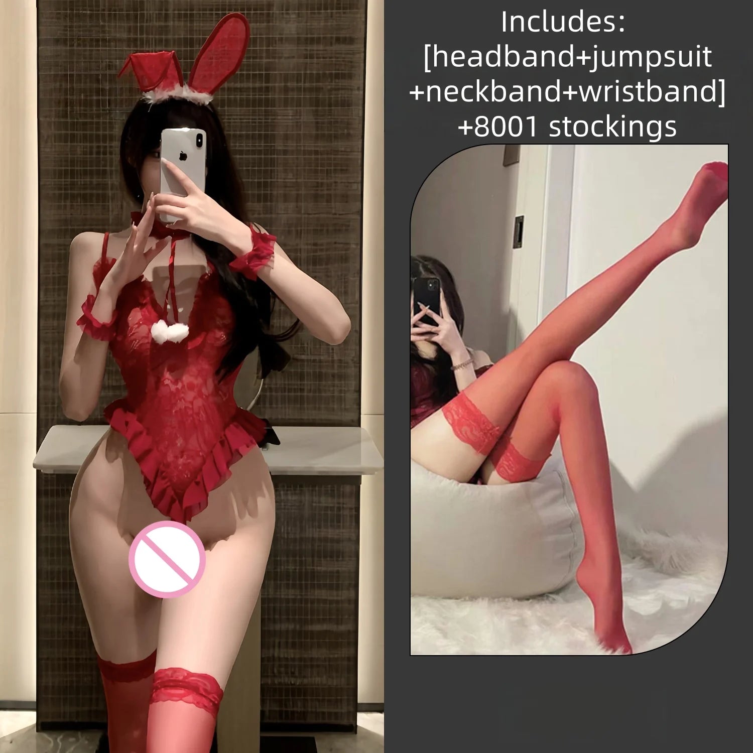 Temptation Backless Exposed Flirtatious Slit Sexy Self-cultivation Erotic Lingerie Women Lace Jumpsuit See Through Camisole Suit