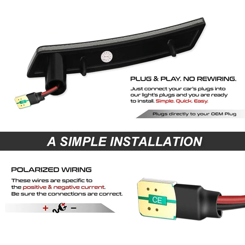 For Mini Cooper R55 R56 R57 R58 R59 R60 R61 Smoked Lens LED Side Marker Lamp Amber Front Red Rear Side Fender Lights