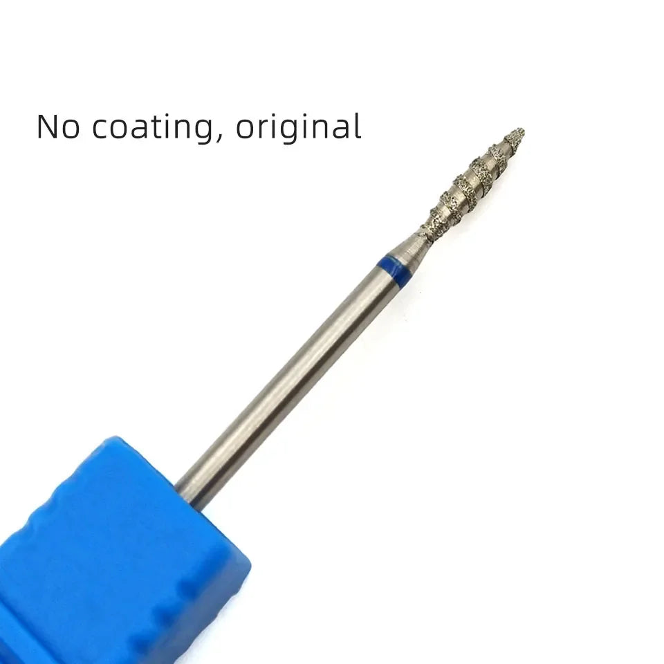 HYTOOS 10mm Tornado Flame Diamond Nail Drill Bits Spiral Titanium Russian Cuticle Clean Nail Bit Callus Dead Skin Removal Tool