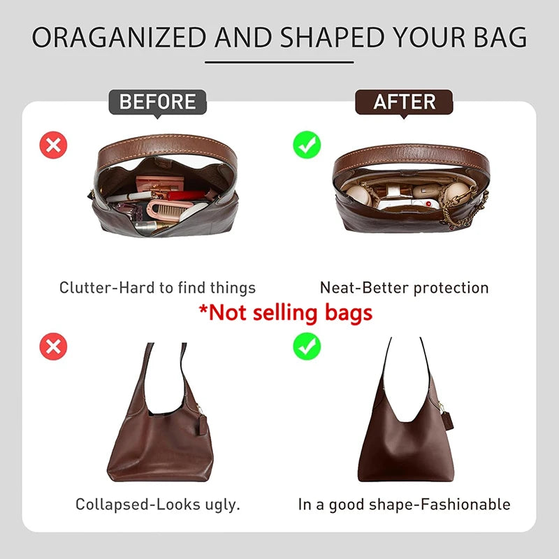 Lightweight Bag Insert, Purse Organizer Inserts for brooklyn 28 Insert Keeps Tote Handbag With Zipper and Bottle Holder