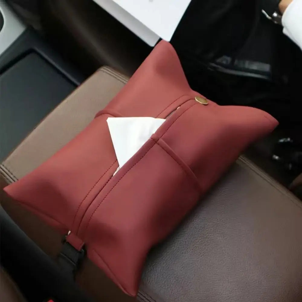 High-grade Car Tissue Box Wear-resistant Waterproof Car Armrest Tissue Pouch Faux Leather High Quality Tissue Storage Case Home