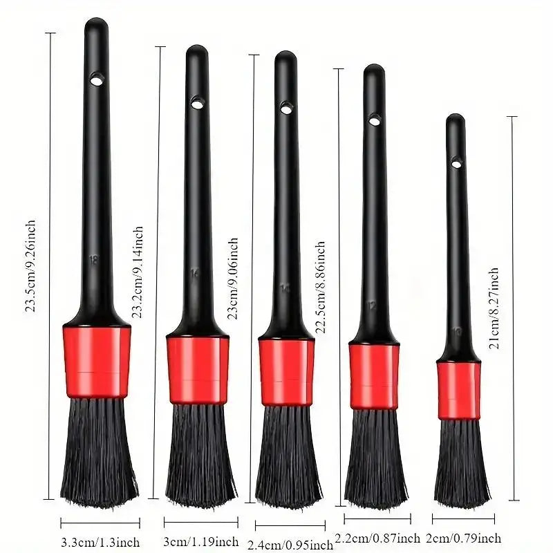 Premium Nylon Car Detailing Brush Kit - Multi-Surface Auto Cleaning Tools for Dashboard, Vents, Wheels