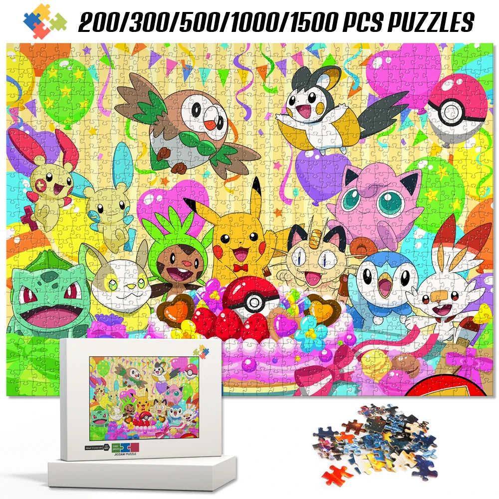 Challenging Toy Pokemon 1000Pcs Wooden Jigsaw Puzzles Educational Games Montessori Table Game for Kids Adults Fun Leisure Gifts