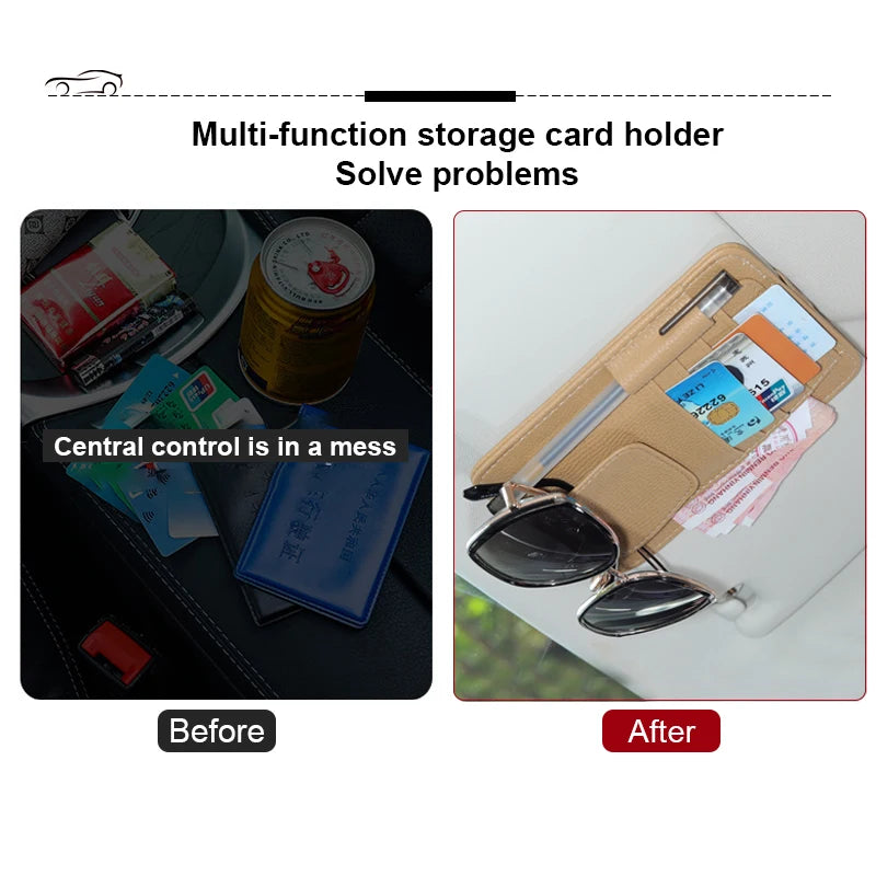 Car Sun Visor Storage Bag Car Glasses Clip Car Interior Supplies 12.5*15CM Car Business Card Holder Bill Holder