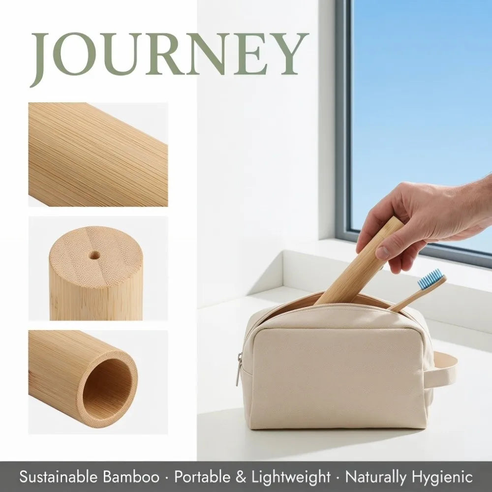 Bamboo Toothbrush Holder Natural Eco Friendly Toothbrush Protect Box With Cover Tubular Travel Toothbrush Case