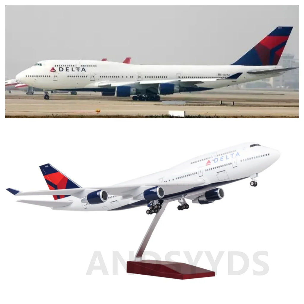 Delta Air Lines 47CM 1:150 Scale 747 B747 Airplane Model Toy Aircraft LED Light Die-casting Machine Collected As A Gift By