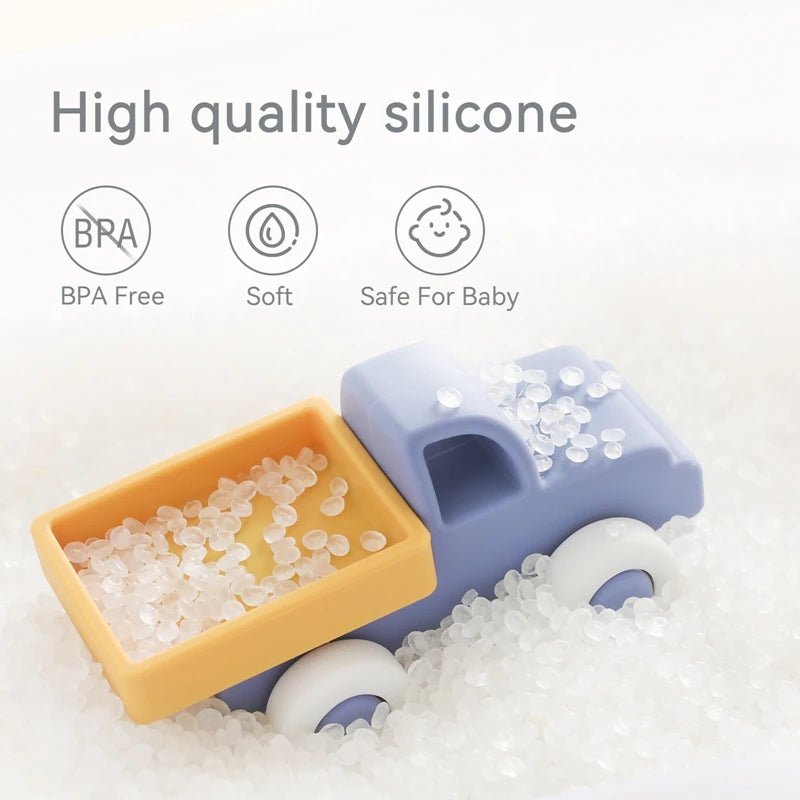1PCS Silicone Car Building Block Toy Boys And Girls 0-12 Months Teething Toys Baby Hands Montessori Toys Children Christmas Gift