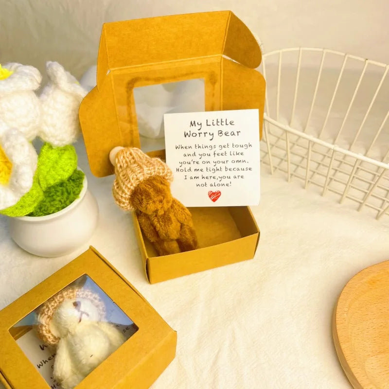 My Little Worry Bear Pocket Hug with Greeting Card – Adorable Plush Teddy Bear Gift for Weddings, Christmas, Comforting Keepsake