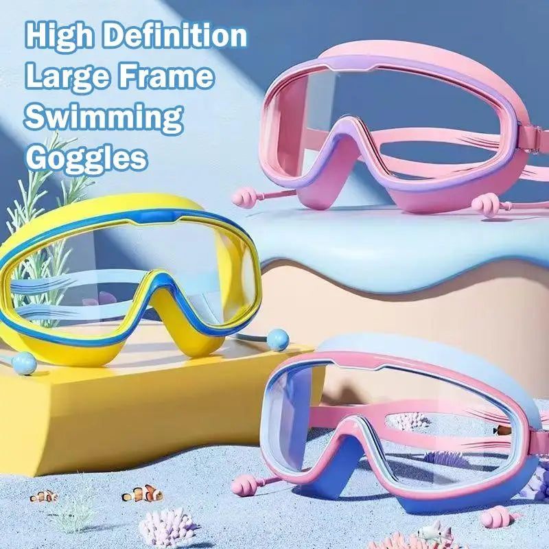 New【1PC Swimming Goggles Big Frame HD View Anti-fog Waterproof Swim Goggles Boys And Girls Multi-color To Choose】