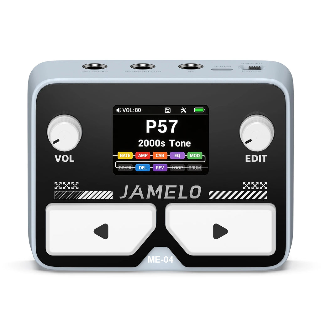 Jamelo Me-04 Mini Electric Guitar Multi-Effect Pedal With10 Simultaneous Modules,100 Drum Patterns& 40-Second Looper,4H Battery