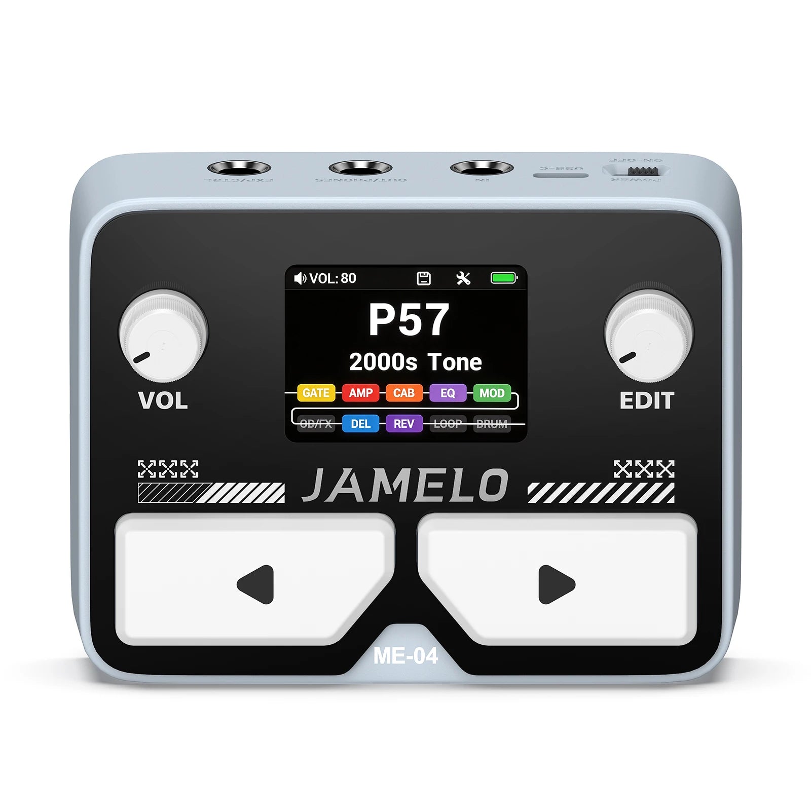 Jamelo Me-04 Mini Electric Guitar Multi-Effect Pedal With10 Simultaneous Modules,100 Drum Patterns& 40-Second Looper,4H Battery