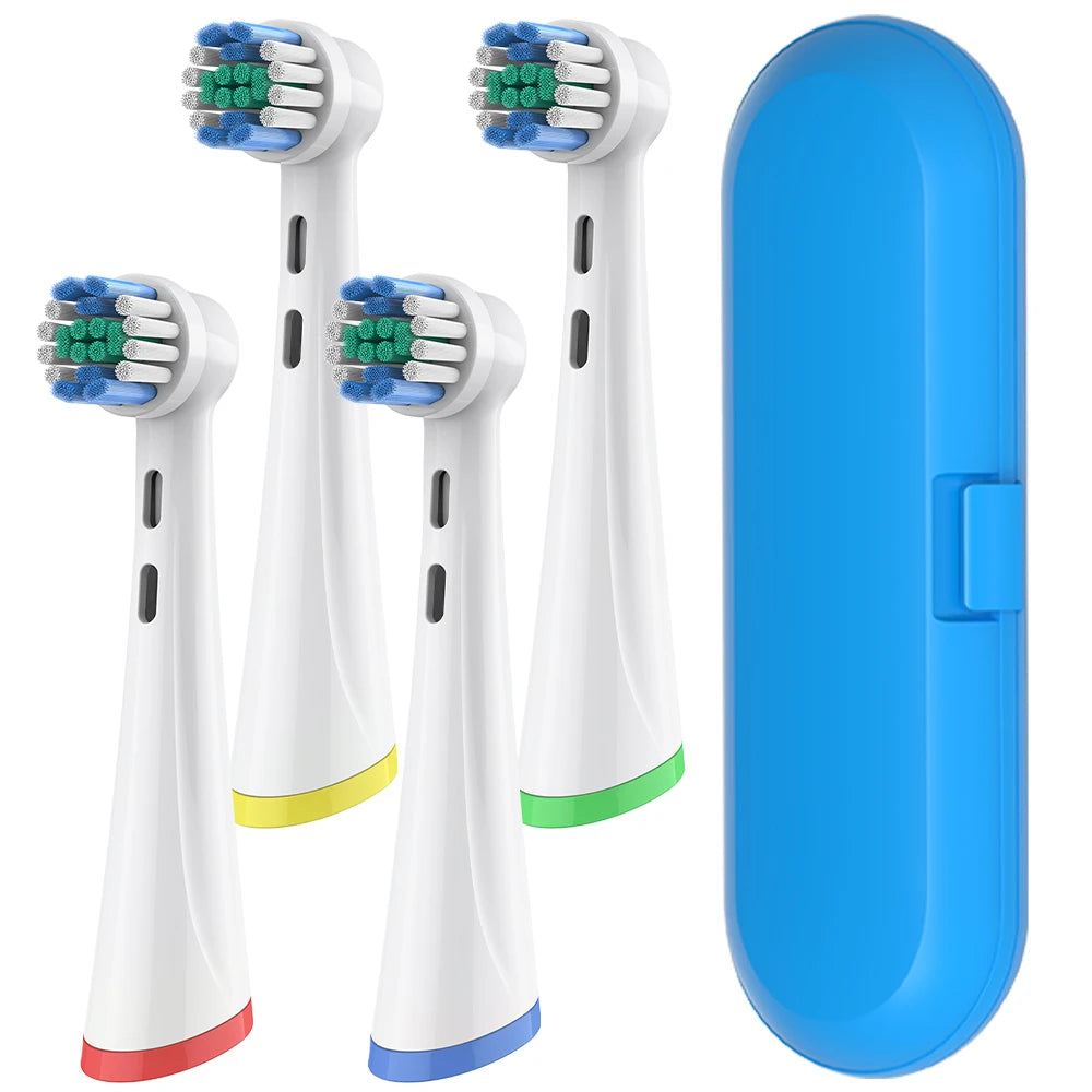 Toothbrush Travel Container & Rotating Replacement Brush Heads Compatible with Oral B iO 2/3/4/5/6/7/8/9/10 Electric Toothbrush