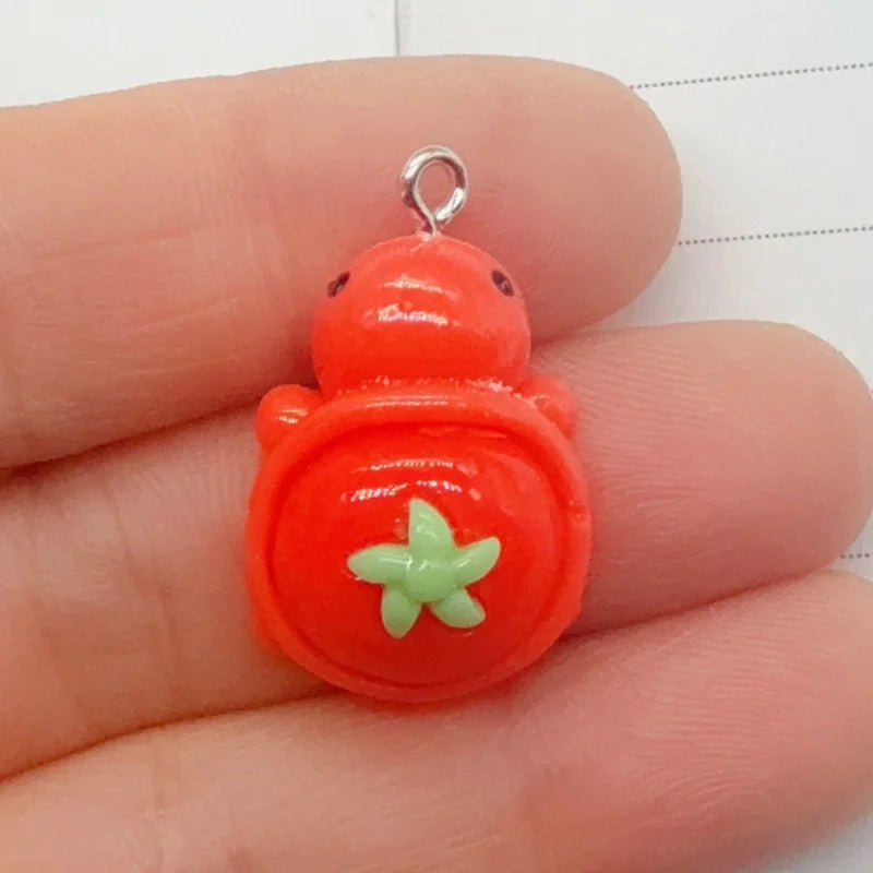 10pcs resin creative fruit turtle animal jewelry pendant DIY earrings keychain accessories