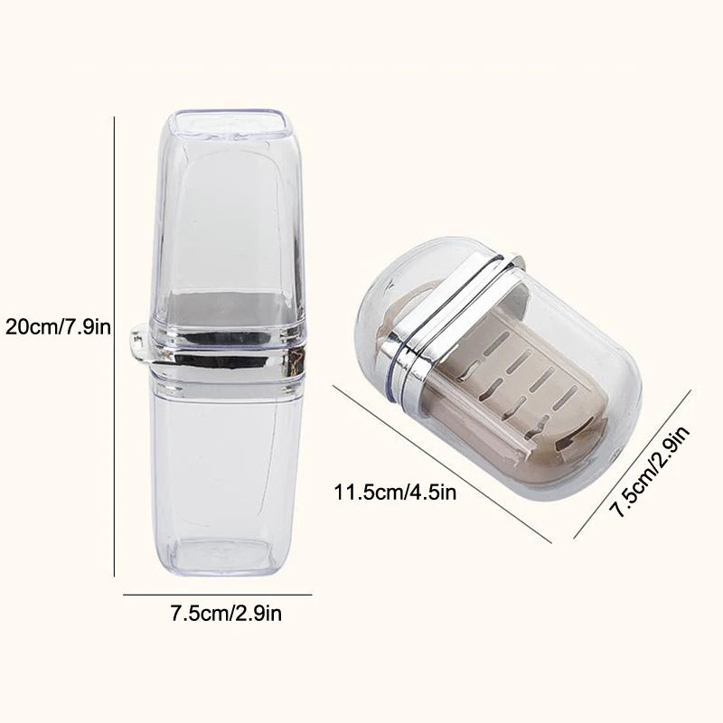 2pcs/Set Portable Soap Holder Toothbrush Case Durable Plastic Travel Essentials Toiletry Set Easy-Clean Gym Bathroom Accessories