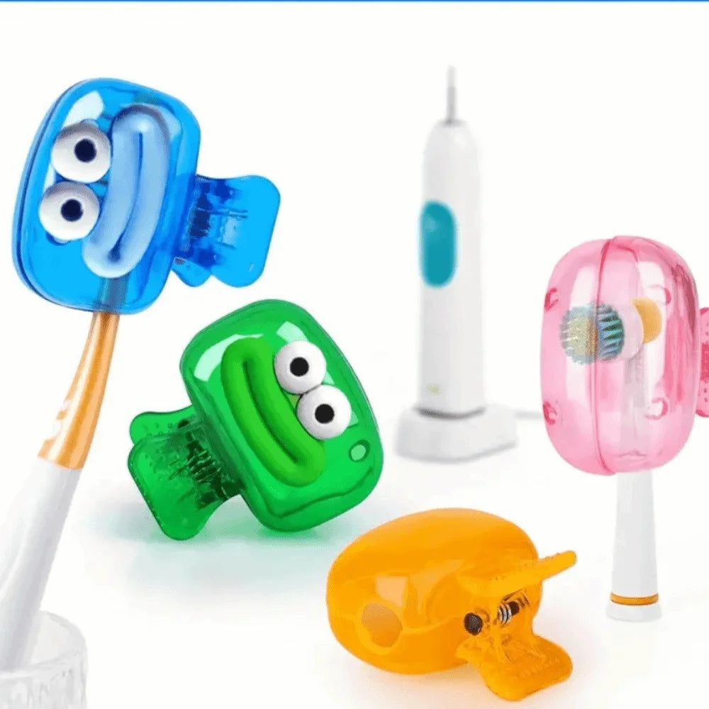 2pcs Portable Plastic Toothbrush Holder Washable Cute Toothbrush Head Cap Durable Protective Toothbrush Case Travel Use