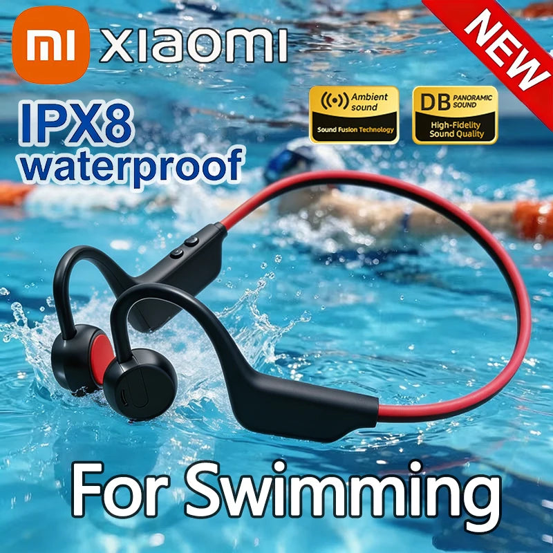 NEW Wireless Bone Conduction Headset Bluetooth5.4 Earphone IPX8 Waterproof Swimming Exercise Fitness Sport Headphone With Mic