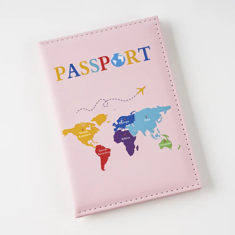 2025 New Color Letter Map Printed Passport Holder Passport Cover Ticket Clip Passport Wallet Travel Wallet ID Card Holder Unisex