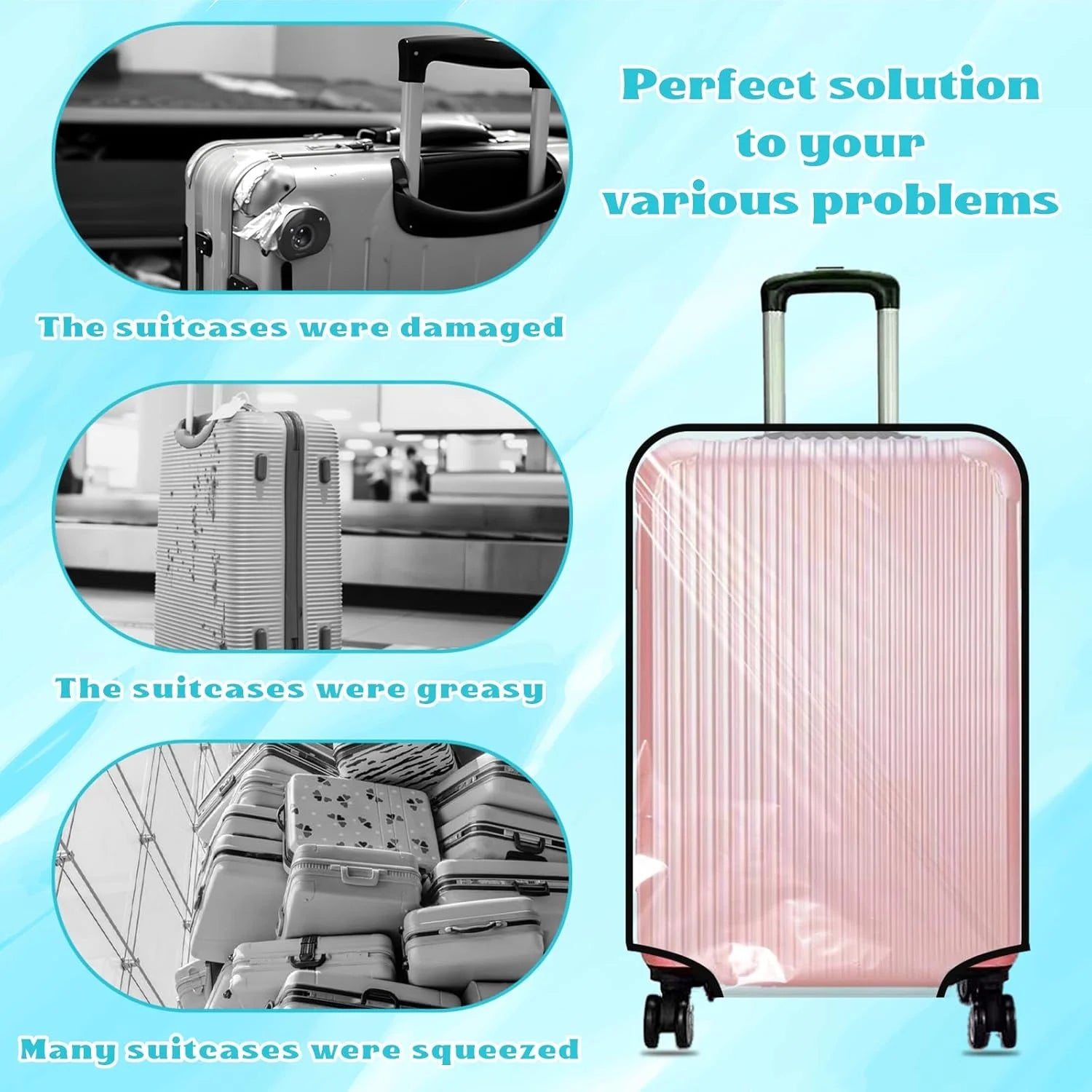 Transparent Waterproof Luggage Cover Scratch-Resistant Dust-Proof Stain-Resistant Protector for 20-30 Inch Suitcase