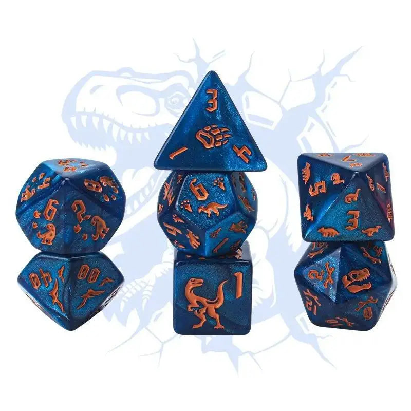 7Pcs/Set Dinosaur Dice Clear Engraved Digits Dice For Prehistoric Dinosaur For Tabletop Board Game Nights
