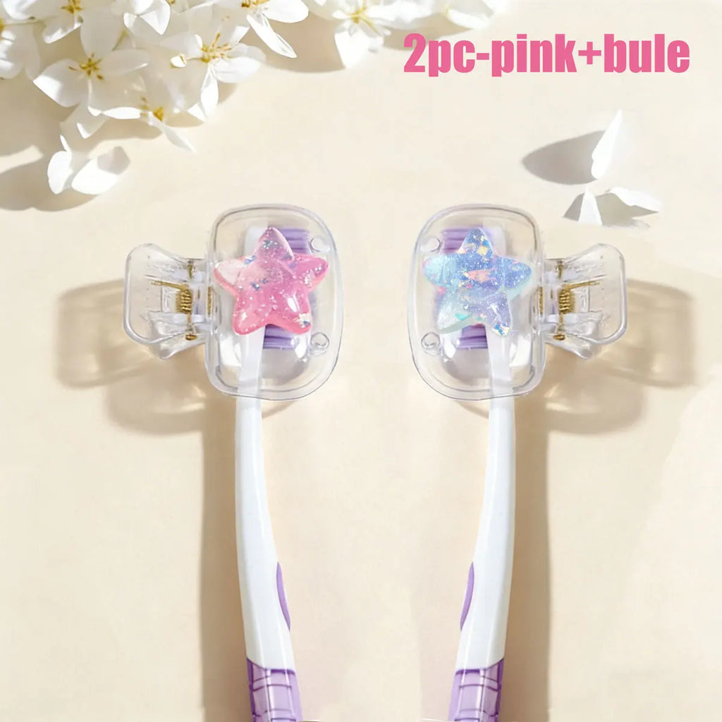 2PC Travel Toothbrush Head Covers Toothbrush Protector Cap Brush Pod Case Protective Portable Plastic Clip For Household Travel