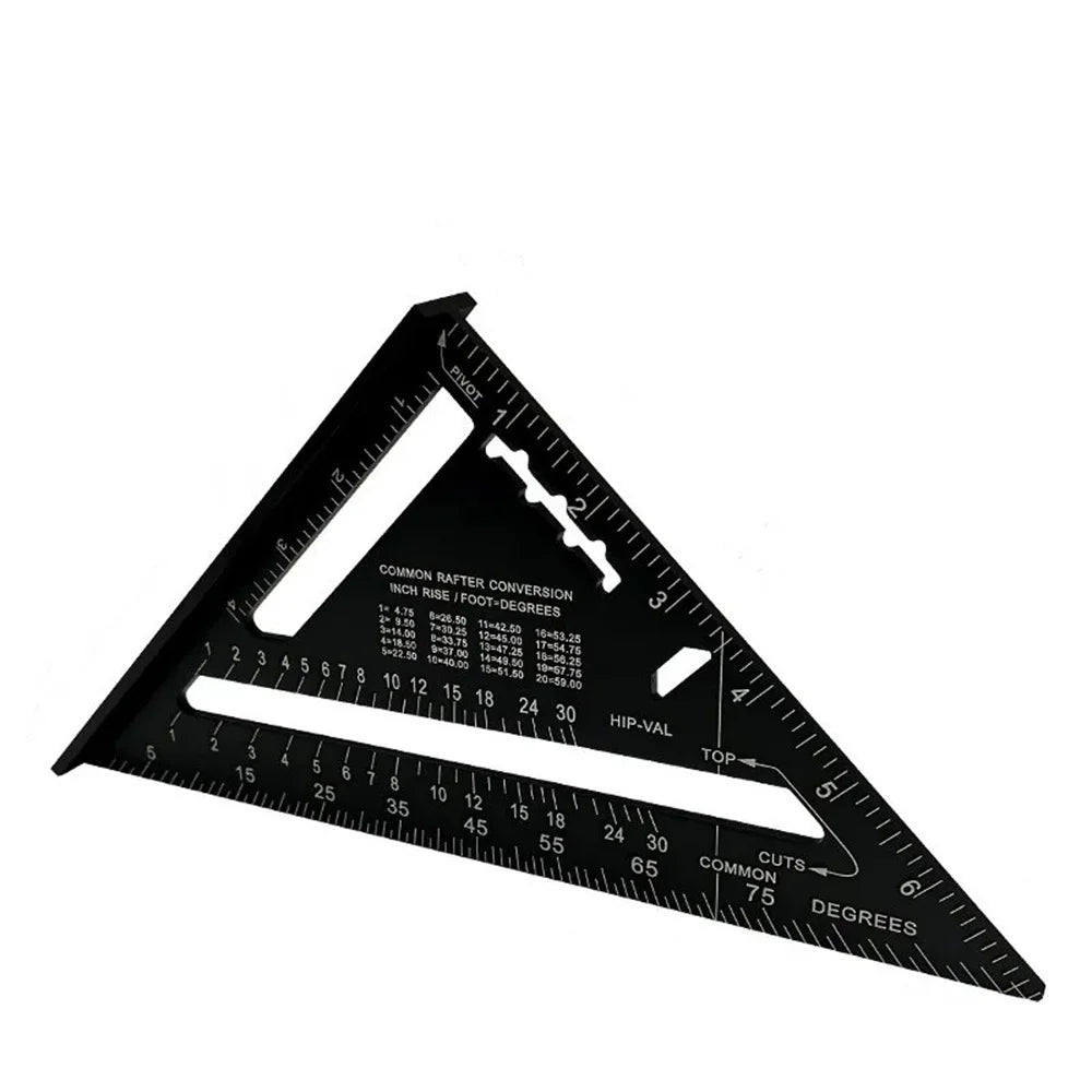 New 7Inch Triangle Ruler Measurement Tool Aluminium Alloy Carpenter Tools Inch Metric Angle Ruler Speed Square Woodworking Tools