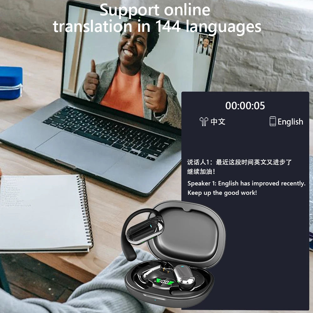 YYK-Q16S AI Translator Earbuds 3-In-1 Music Phone Call 144 Languages Real-Time Translation Ear buds BT 5.3 Wireless Headphones