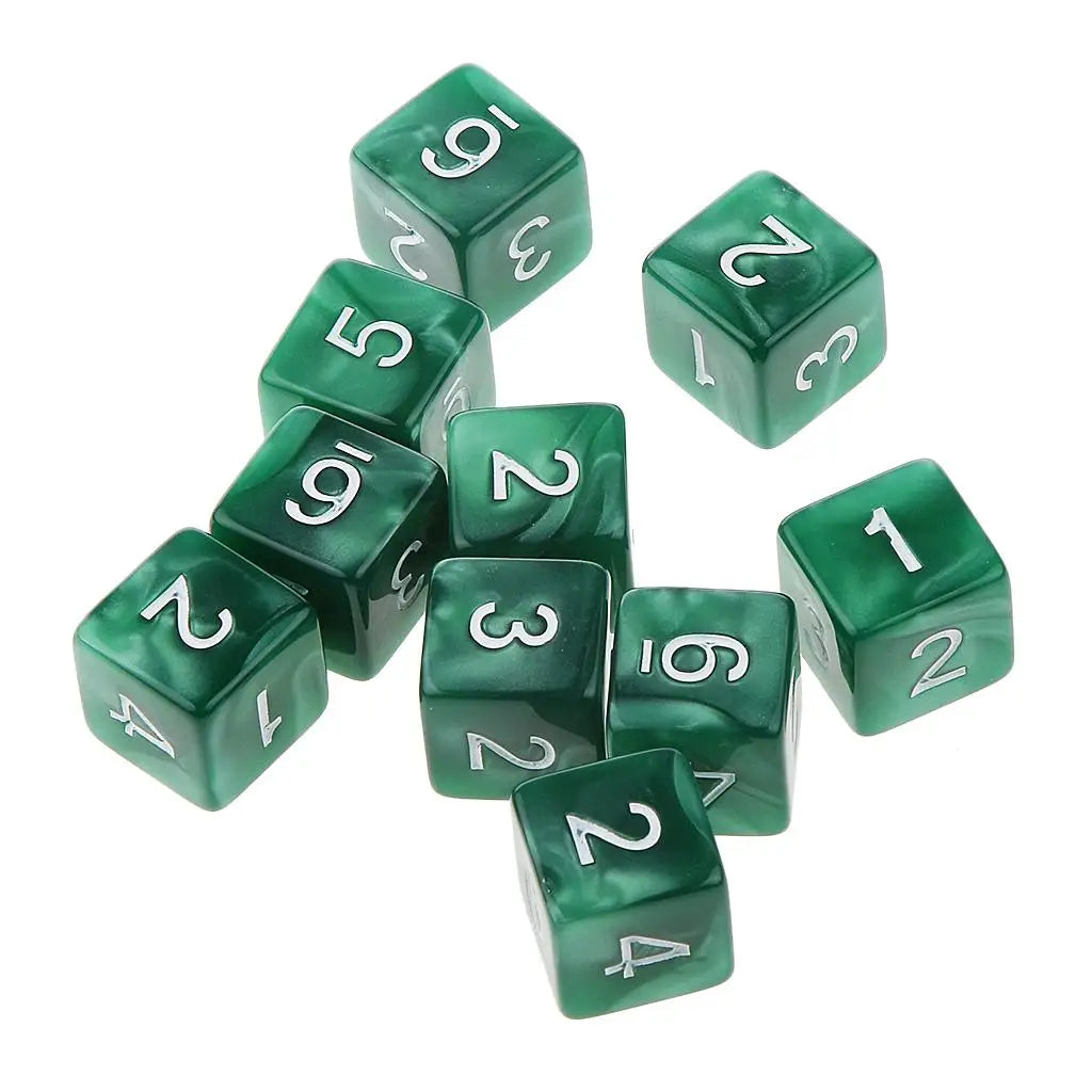 10pcs Acrylic Six Sided Dice D6 Dice Playing D&D RPG Games TRPG Lovers Gifts