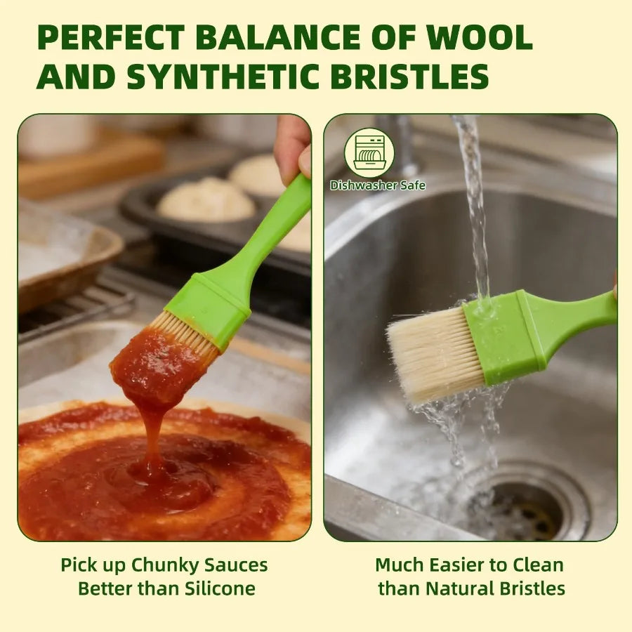 3pcs Oil Brush Kitchen Heat Resistant Baking Barbecue Pastry Tools Non-Shedding BBQ Grill Brush Multifunctional Basting Brush