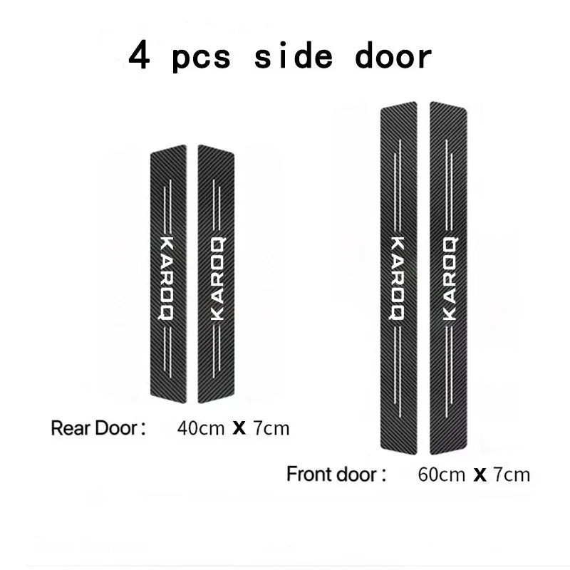 Car Carbon Door Sill Scuff Covers Black Door Panel Guards Protector Anti Scratch Sticker Tape For Skoda Karoq Car Accessorie