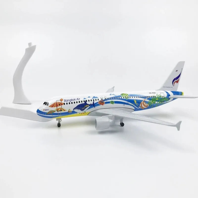 Metal Diecast Airplane 20CM Bangkok Fish A320 Airways 320 Series Replica Plane Gift With Landing Gear Wheels