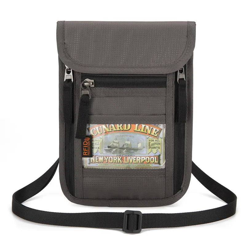 Travel Passport Pouch Neck Strap Ticket ID Pouch Passport Holder RFID-Blocking ID Pouch Senior-Friendly Anti-Lost Pouch