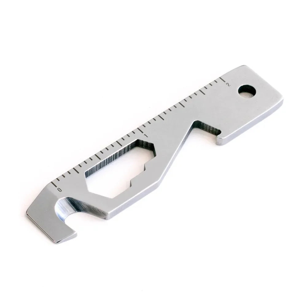 Inch/Metric 10 in 1 EDC Pocket Survival Tool Camping Screwdriver Bottle Opener Ruler Key Chain Outdoor Tools for Hiking Fishing