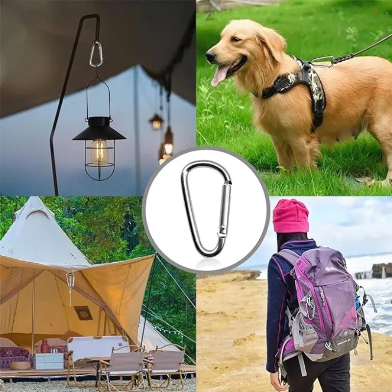 D Ring Carabiner Aluminum Alloy Keychain Clip for Water Bottle Bluetooth Headset Backpack Buckle Outdoor Camping Hiking 20/2pcs