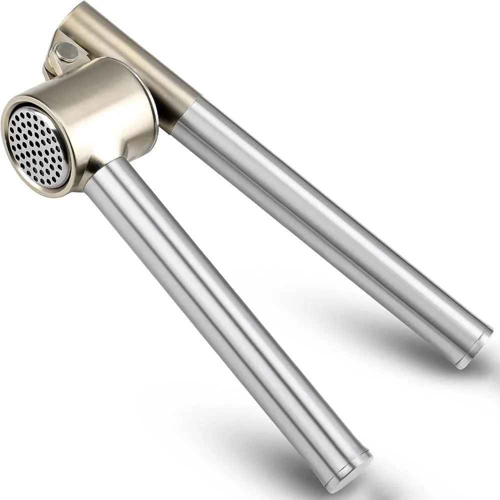 Stainless Steel Garlic Press Set - Manual Ginger Garlic Mincer Crusher Chopper  Heavy Duty Easy Squeeze, Rust Proof Easy Clean