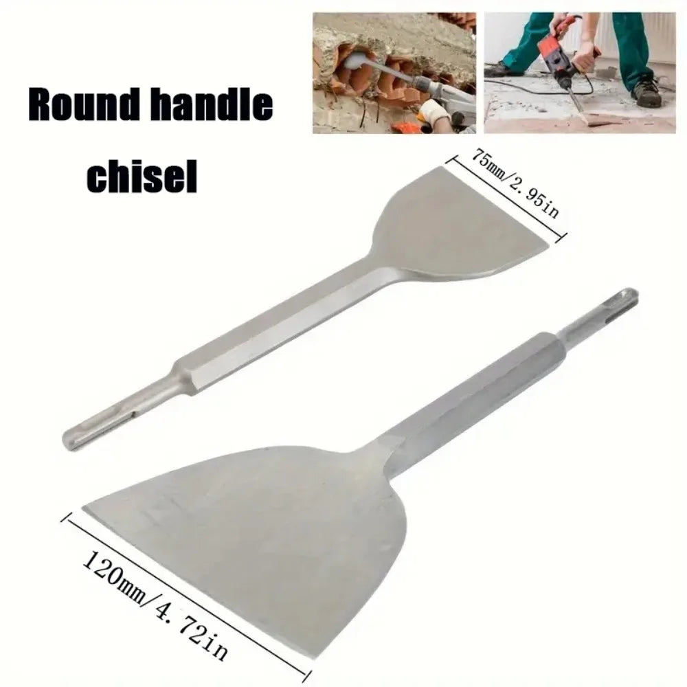1pcs 75mm/120mmRound Handle Large Chisel Ultra-Thin Flat Shovel Cement Trough Shovel Electric Hammer Drill Bit Shovel Chisel