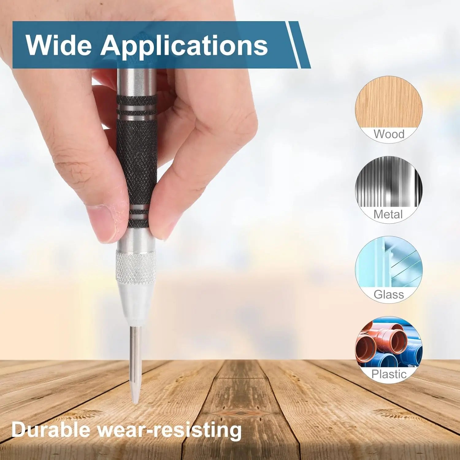 High Hardness Center Punch Non-slip Handle Tapered Punch Point Punch Locator Metal Drill Mark Center Punch Fitter's Chisel Punch