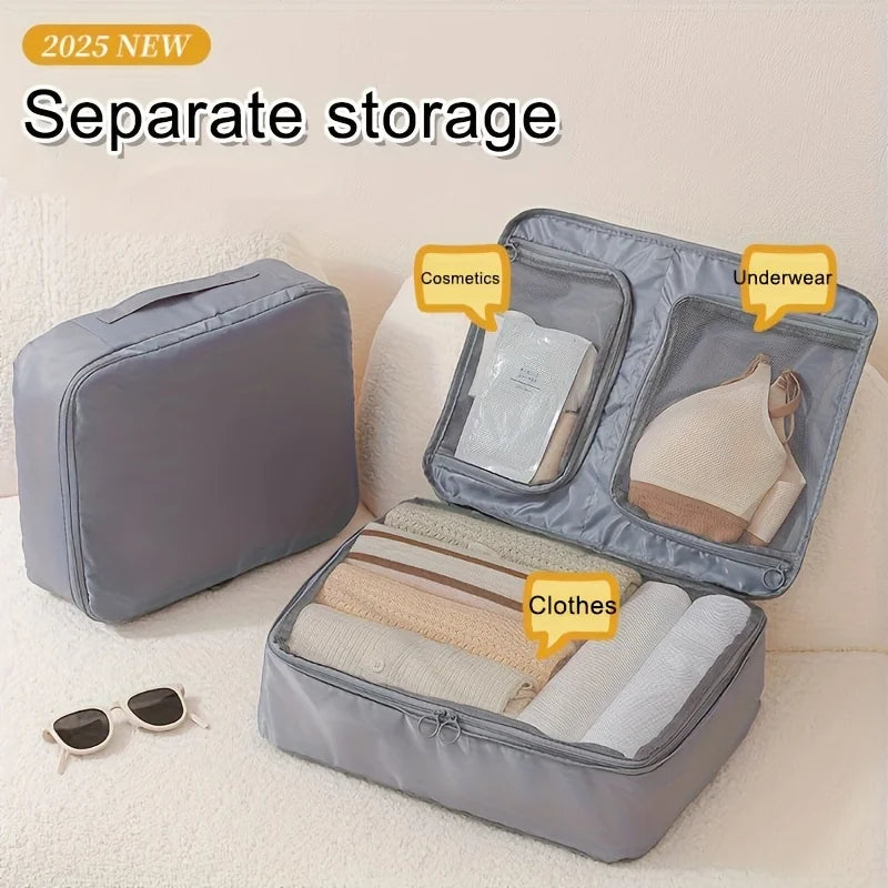 1pc Travel Portable Clothing Storage Bag Large Capacity 3 Pocket Breathable Mesh Bag for Underwear Organizer Bag Luggage Storing