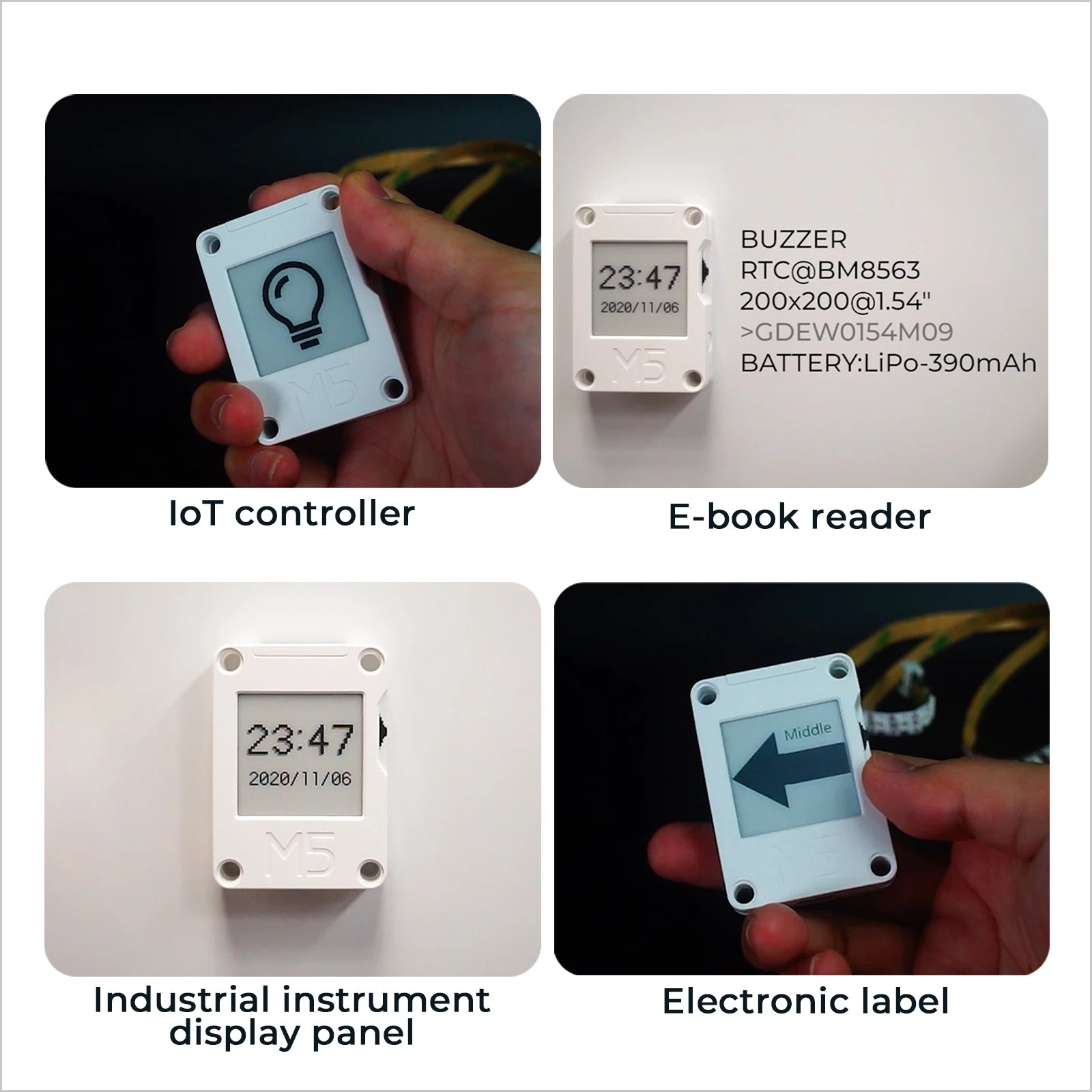 M5Stack Official M5Stack ESP32 Core Ink Development Kit(1.54'' Elnk Display)