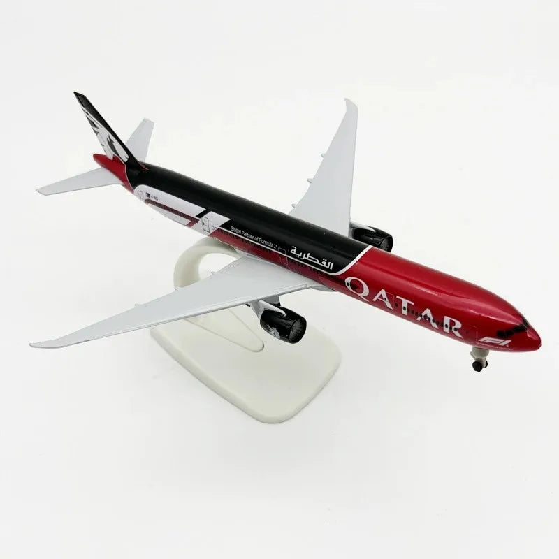 New 20cm Qatar B777-300 Toy Airplane Model Metal Diecast Airplane Model Kit with Stand＆wheel For Display Collection or Gift
